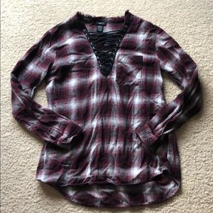 Crisscross flannel top